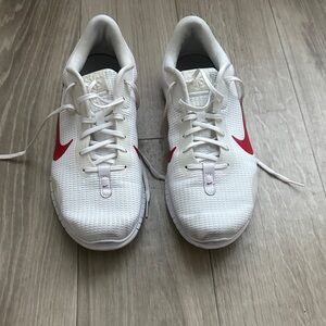 White and Red Nike Athletic Shoes